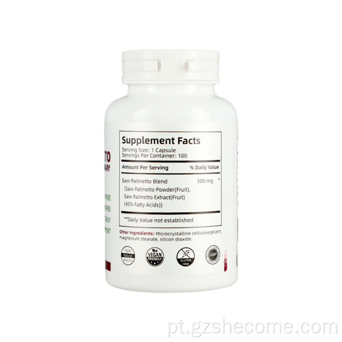 Cápsulas de Palmetto de serra para saúde capilar e urinária